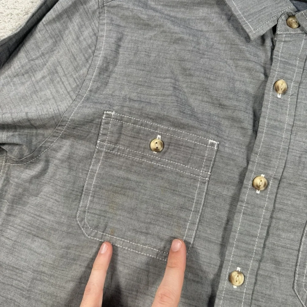 The North Face Shirt Men Small Grey Button Up Outdoor Utility Long Sleeve Pocket